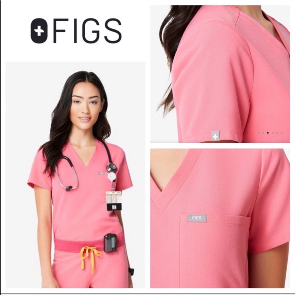 FIGS Catarina Neón Pink Scrub Top XXS